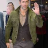 Red Notice Ryan Reynolds Green Suede Leather Jacket