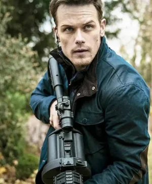 Red Notice Sam Heughan Leather Black Jacket