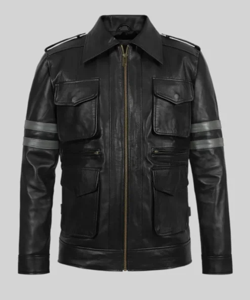 Resident Evil 6 Leon Kennedy Black Leather Jacket