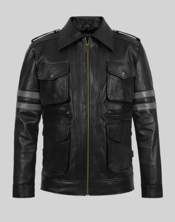 Resident Evil 6 Leon Kennedy Black Leather Jacket