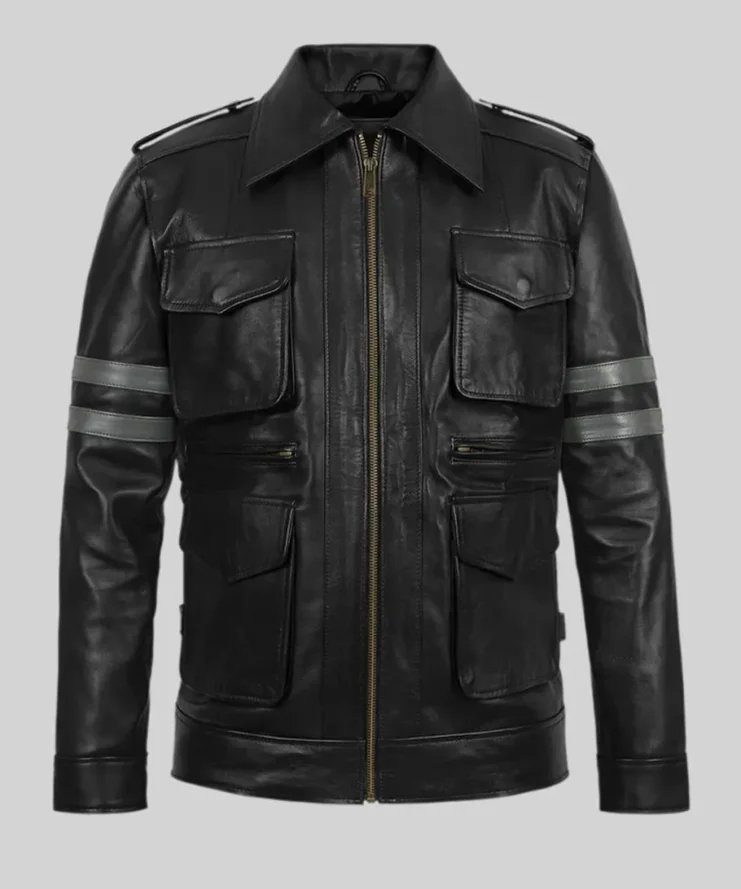 Resident Evil 6 Leon Kennedy Black Leather Jacket