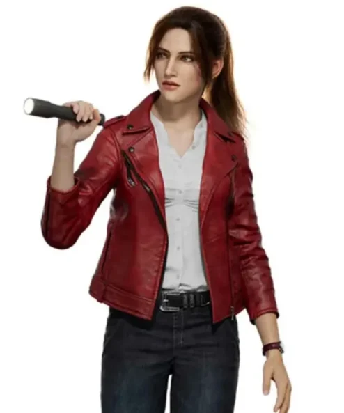 Resident Evil Infinite Darkness Claire Redfield Red Biker Leather Jacket