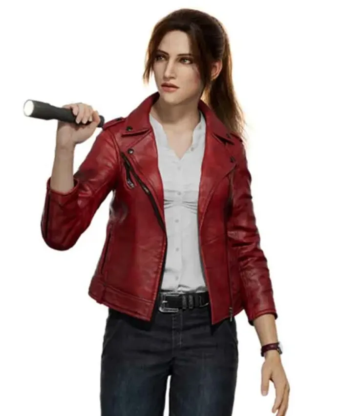 Resident Evil Infinite Darkness Claire Redfield Red Biker Leather Jacket
