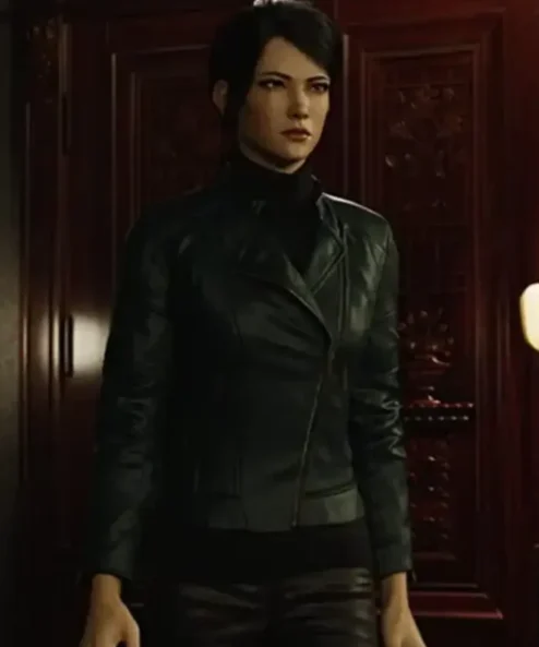 Resident Evil Infinite Darkness Shenmei Black Biker Leather Jacket