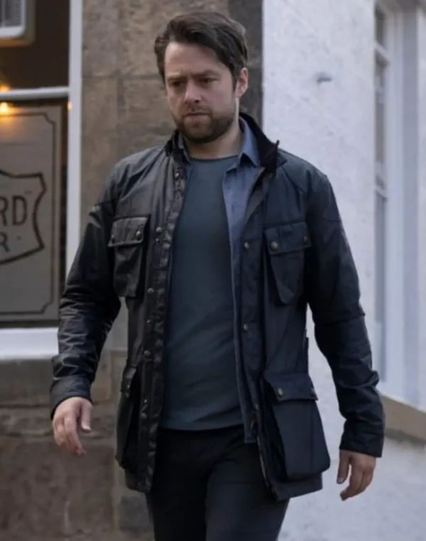 Richard Rankin Rebus 2024 Black Leather Jacket