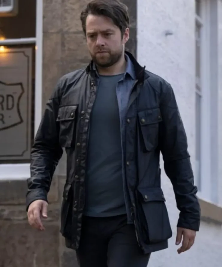 Richard Rankin Rebus 2024 Black Leather Jacket