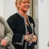 Rihanna Tweed Black Jacket