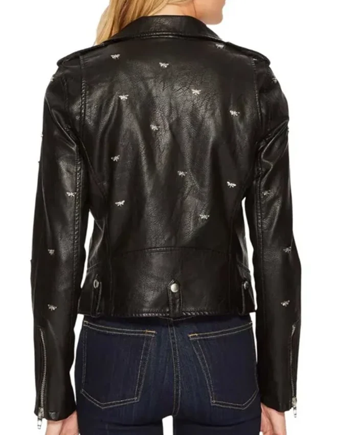 Riverdale S05 Betty Cooper Black Studded Leather Biker Jacket back look