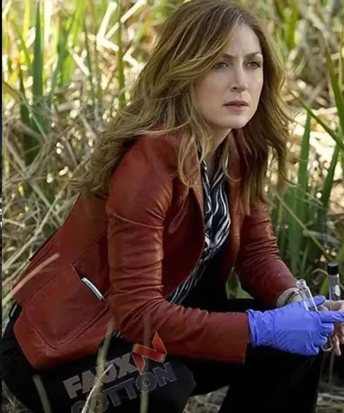 Rizzoli and Isles Sasha Alexander Brown Leather Jacket