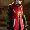 Robin Gotham Knights Hooded Red Leather Jacket