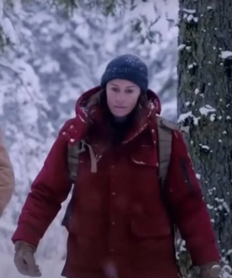 Robin Wright Land Red Hooded Wool Jacket