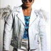 Rocketman Taron Egerton White Biker Quilted Leather Jacket