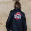 Rollings Stone Black Biker Leather Jacket Back