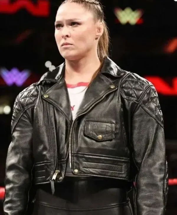 Ronda Rousey WWE Wrestler Black Biker Jacket