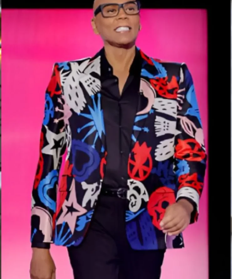 Rupaul Charles Lingo S02 Black & Red Print Blazer