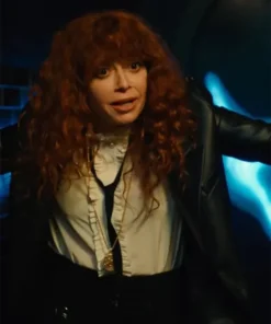 Russian-Doll-S02-Nadia-Vulvokov-Leather-Black-Coat