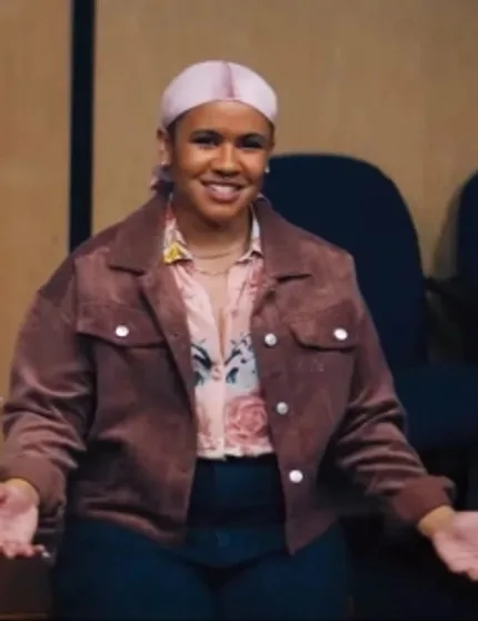 Fitting In 2024 Vivian Brown Suede Leather Jacket