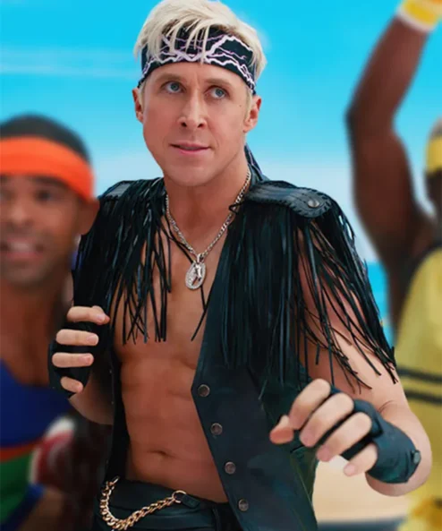 Ryan Gosling Barbie 2023 Black Fringe Vest