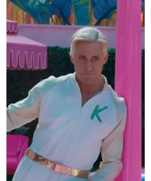 Ryan Gosling Barbie White Jumpsuit front look
