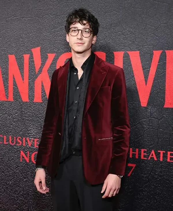 Ryan Thanksgiving 2023 Maroon Velvet Blazer
