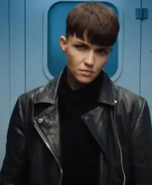 SAS Red Notice Ruby Rose Black Biker Leather Jacket