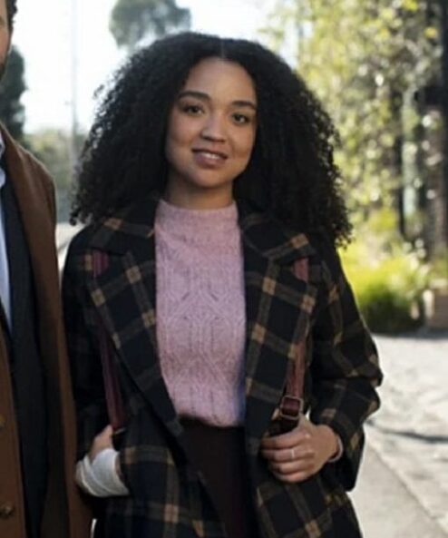 Aisha Dee 2023 Safe Home Plaid Brown Coat