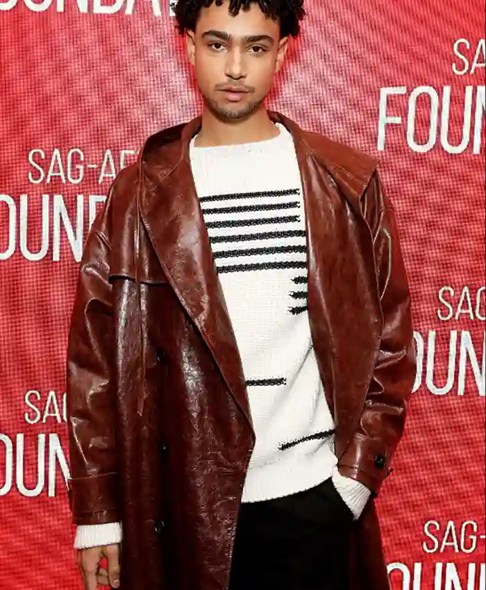 Saltburn Archie Madekwe Leather Coat