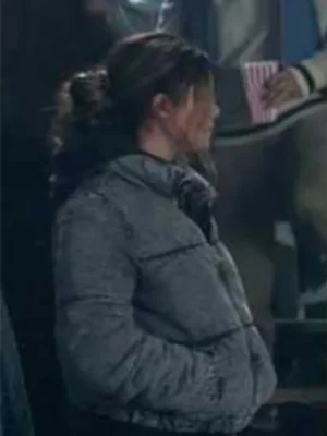Sarah Cushing Superman and Lois S02 Grey Zip Up Puffer Jacket