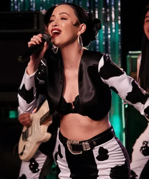 Selena Quintanilla Black Satin Cropped Jacket