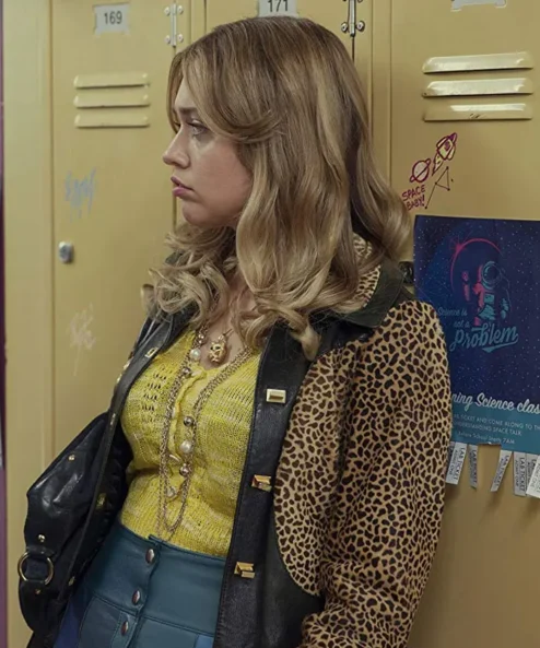 Sex Education S02 Aimee Gibbs Leopard Printed Leather jacket