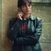 Sex Education S04 Emma Mackey Black Leather Jacket