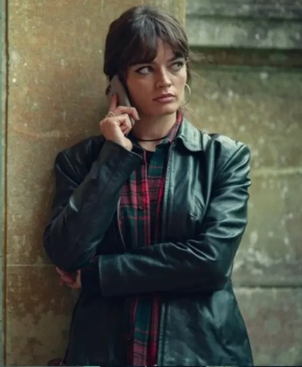 Sex Education S04 Emma Mackey Black Leather Jacket