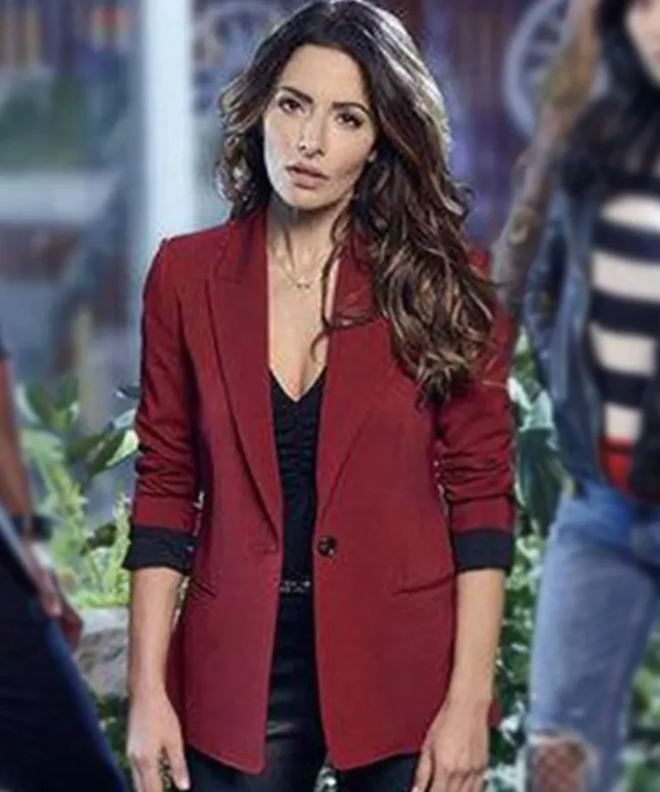 Sex Life Billie Connelly Maroon Suiting Fabric Blazer