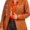 Sharon Collins The Young and the Restless Brown Leather Blazer full look