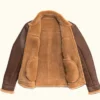 Shearling leather Bomber jacket grizzly Brown