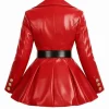 Shop Classic Red Leather Peplum Belted Jacket for Women