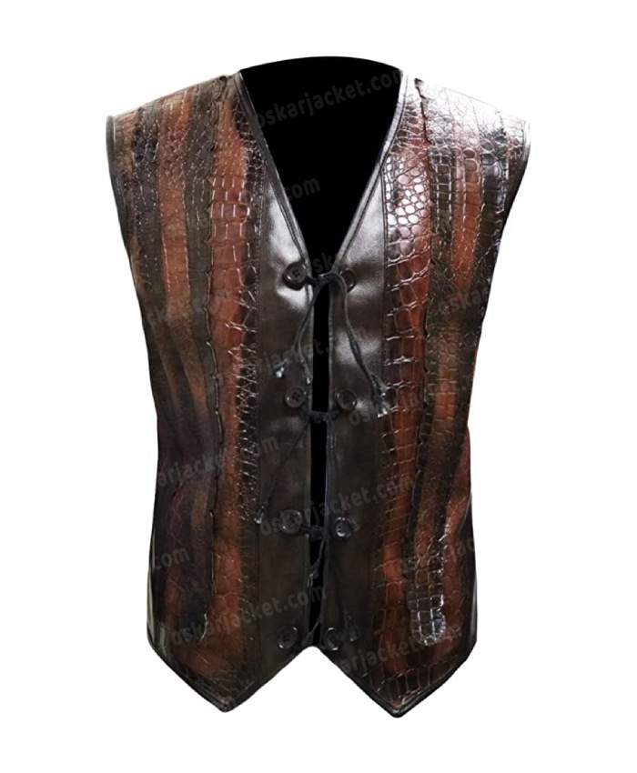 Men & Women Brown Crocodile Leather Vest For Men and Women