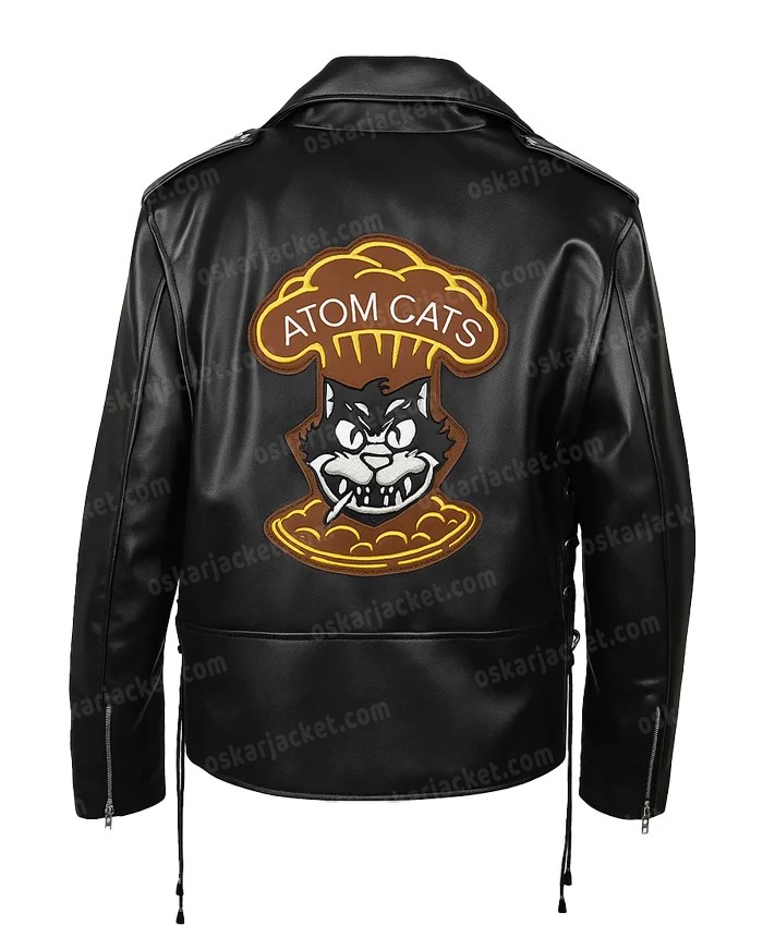 Fallout Atom Cats Black Biker Motorcycle Leather Jacket