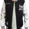 1993 Movie The Nightmare Before Christmas Skellington Black and White Coffee Varsity Bomber Jacket