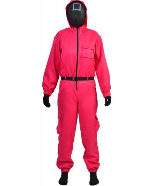 Order Now Squid Game TV Series 2021 Guards Pink Hooded Jumpsuit