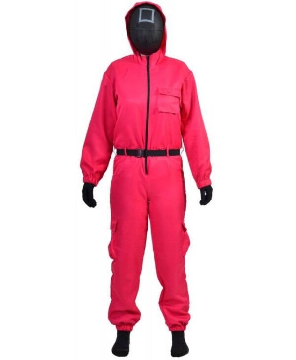 Order Now Squid Game TV Series 2021 Guards Pink Hooded Jumpsuit