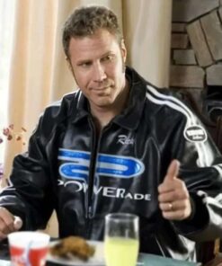 Will Ferrell 2006 Talladega Nights The Ballad Of Ricky Bobby Black Leather Jacket