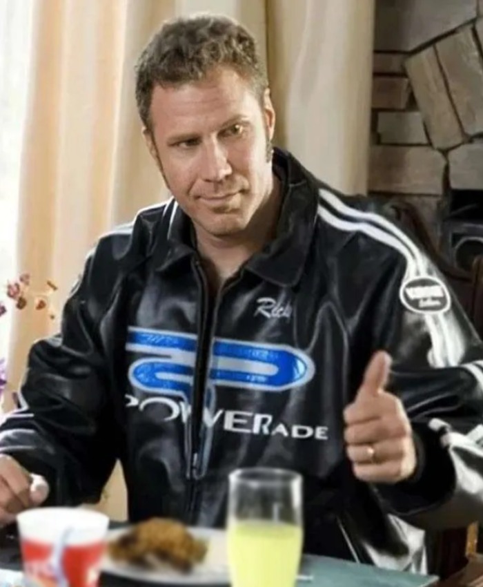 Will Ferrell 2006 Talladega Nights The Ballad Of Ricky Bobby Black Leather Jacket