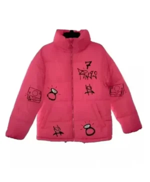 Singer Ariana Grande 7 Rings Pink Puffer Jacket