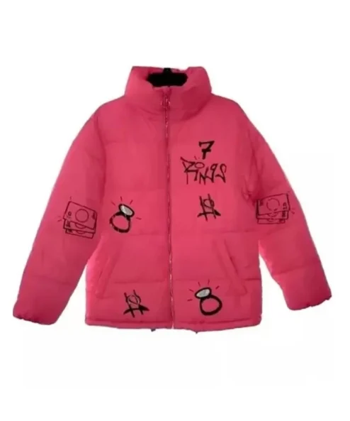 Singer Ariana Grande 7 Rings Pink Puffer Jacket