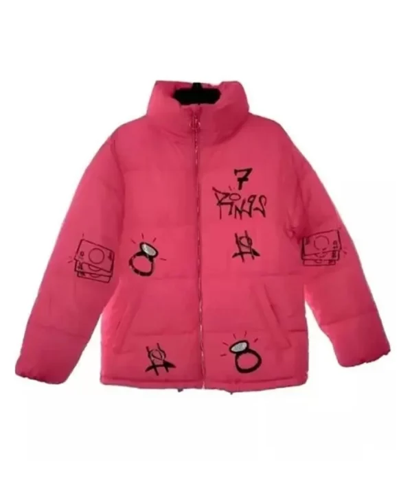 Singer Ariana Grande 7 Rings Pink Puffer Jacket