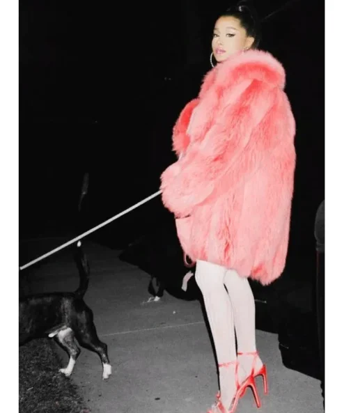 Singer Ariana Grande Faux Fur Pink Jacket