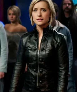 Smallville Allison Mack Leather Black Jacket