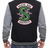 Southside Serpents Riverdale Black And Grey Varsity Jacket back look