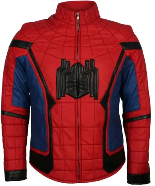 Spider Man Homecoming Red Leather Zip Up Jacket Front